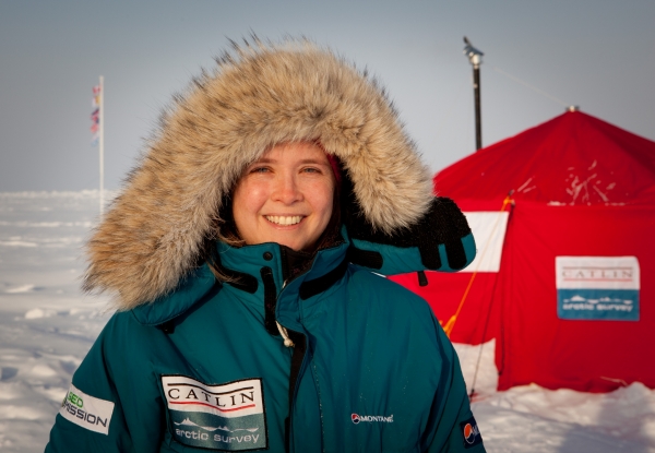 Photo of ODU oceanographer Victoria Hill in Arctic