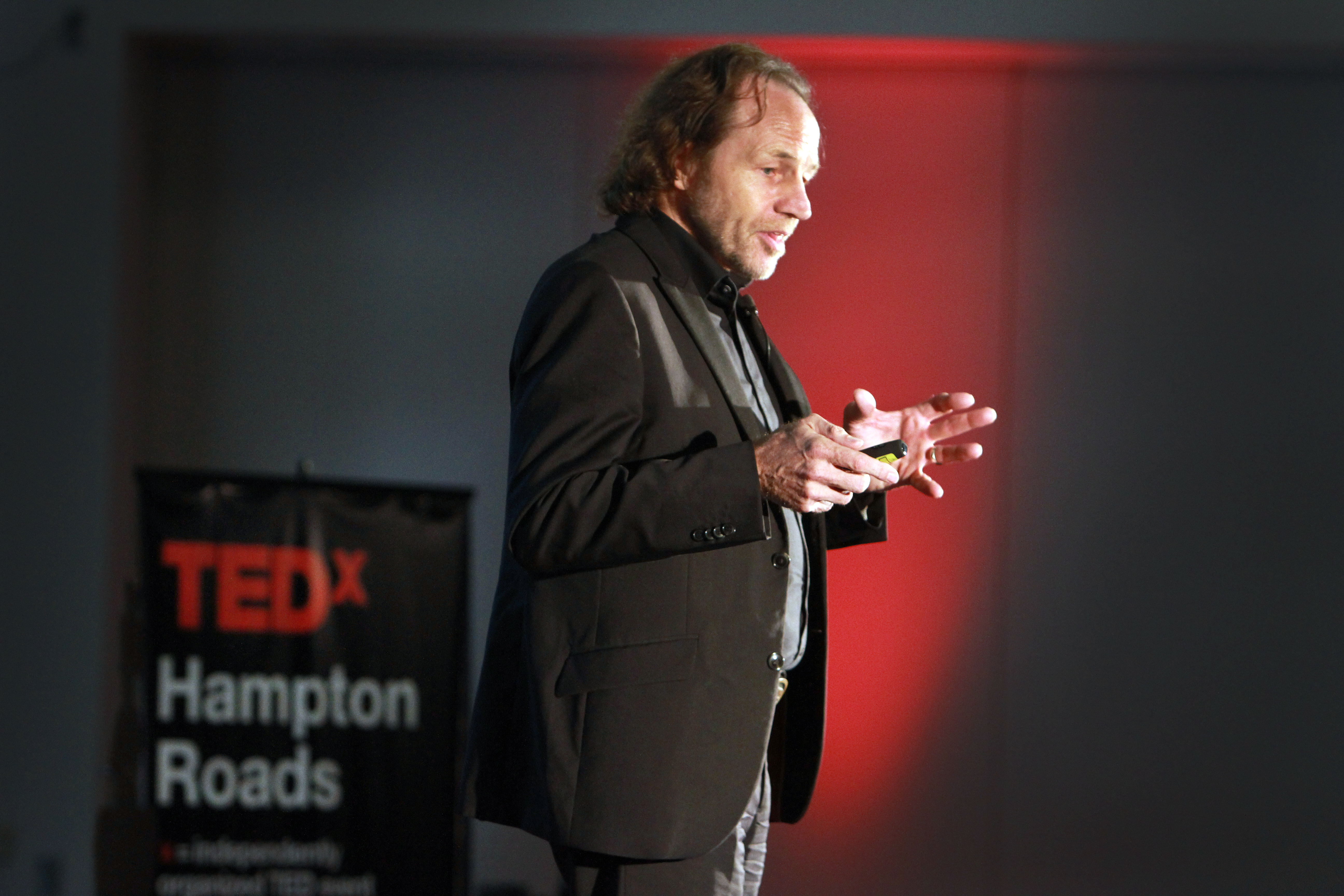 Photo of Hans-Peter Plag addressing TEDx Hampton Roads
