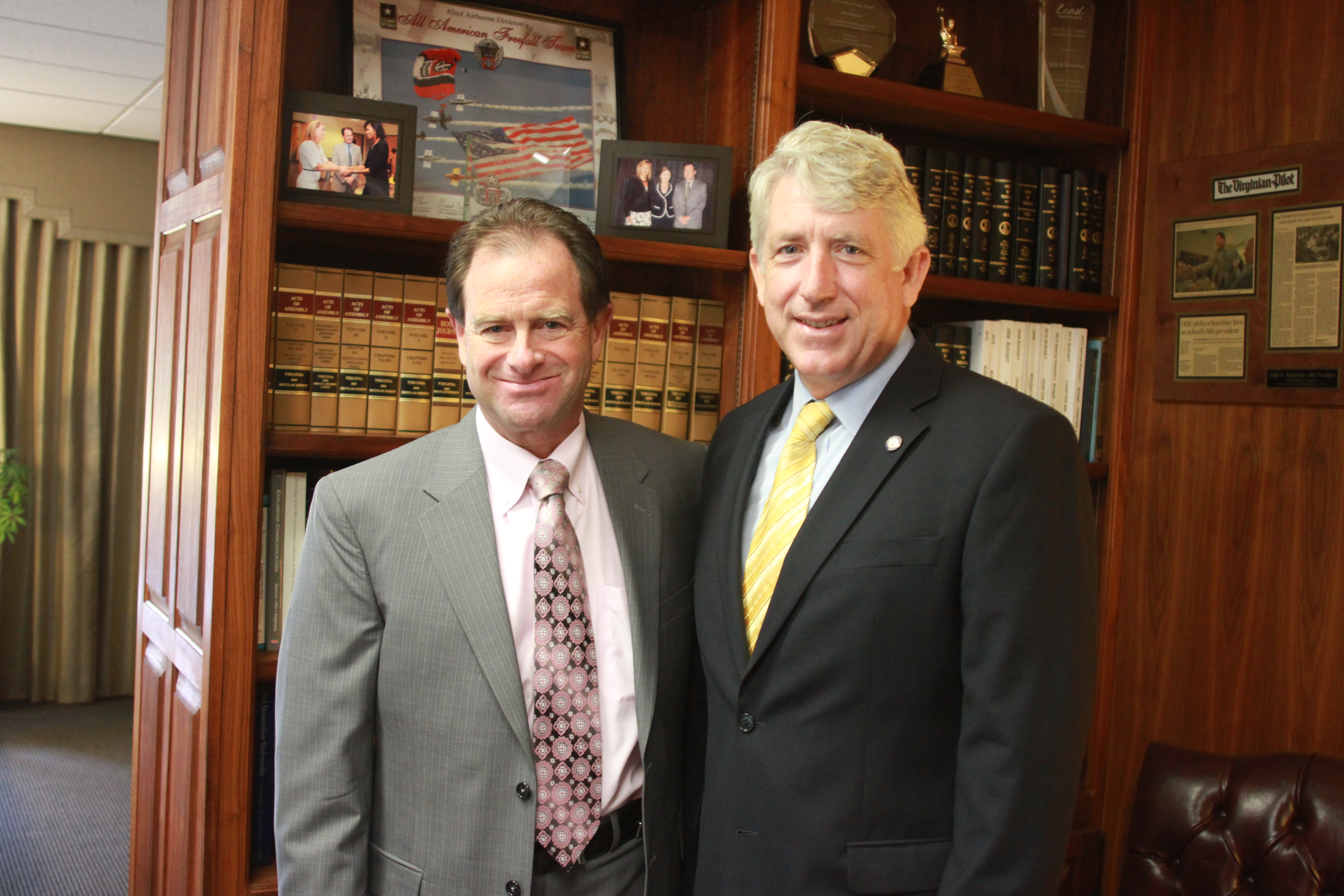 Photo of VA Attorney General Mark Herring and ODU President John R. Broderick