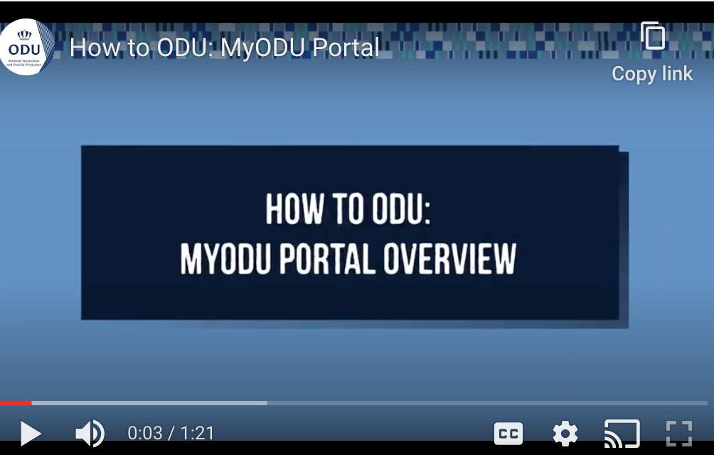 How to ODU video series Portal Login Video screenshot