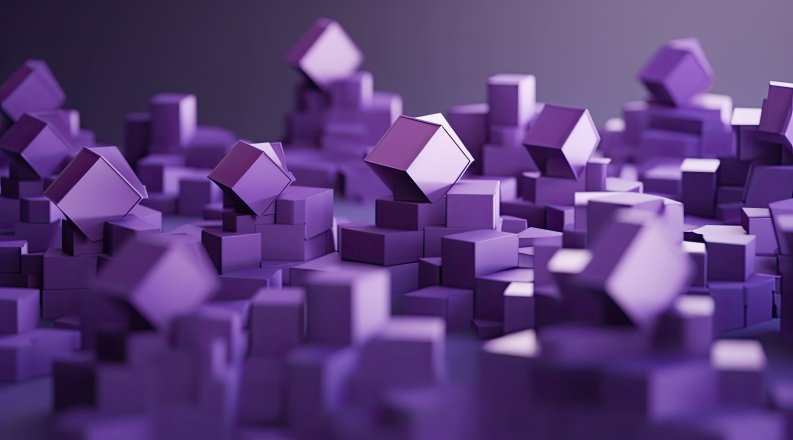 purple blocks, in illustration of Microsoft Teams
