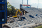 Foreman Field, with its clamshell-like seating, was considered the finest stadium in Virginia when it opened on Oct. 3, 1936. The Monarchs played their final football game in the stadium on Nov. 17, 2018, a 77-14 victory over Virginia Military Institute. Two days later, subcontractors began a $67.5 million renovation that will culminate on Aug. 31, when ODU plays Norfolk State at the new Kornblau Field at S.B. Ballard Stadium. Photo Chuck Thomas