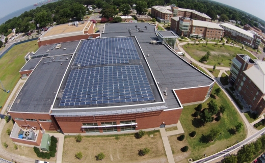 Solar Panels on the roof of the Student Recreation Center