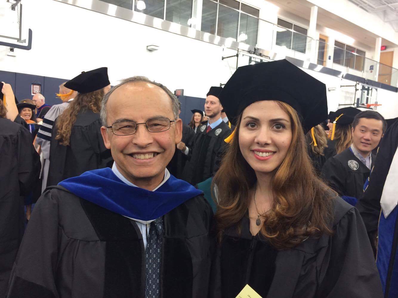 Soheila Mohades and Dr. Laroussi during the May 2017 graduation ceremony