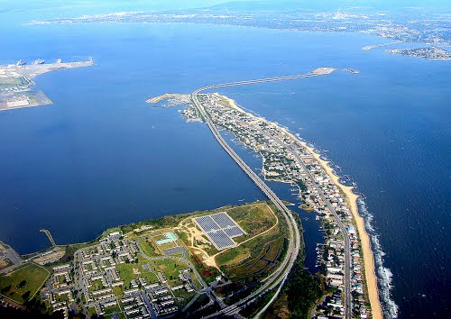 The Hampton Roads Bridge-Tunnel and Ocean View and Willoughby Spit