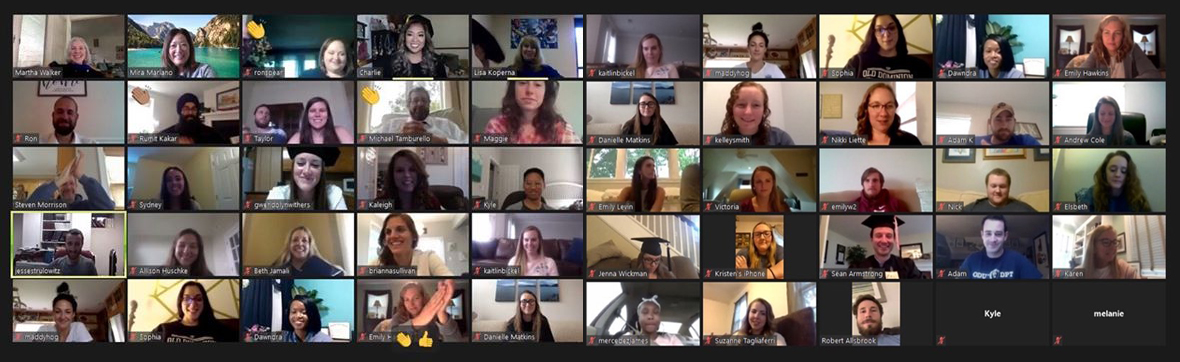 Grid view of Zoom meeting for DPT Class of 2020