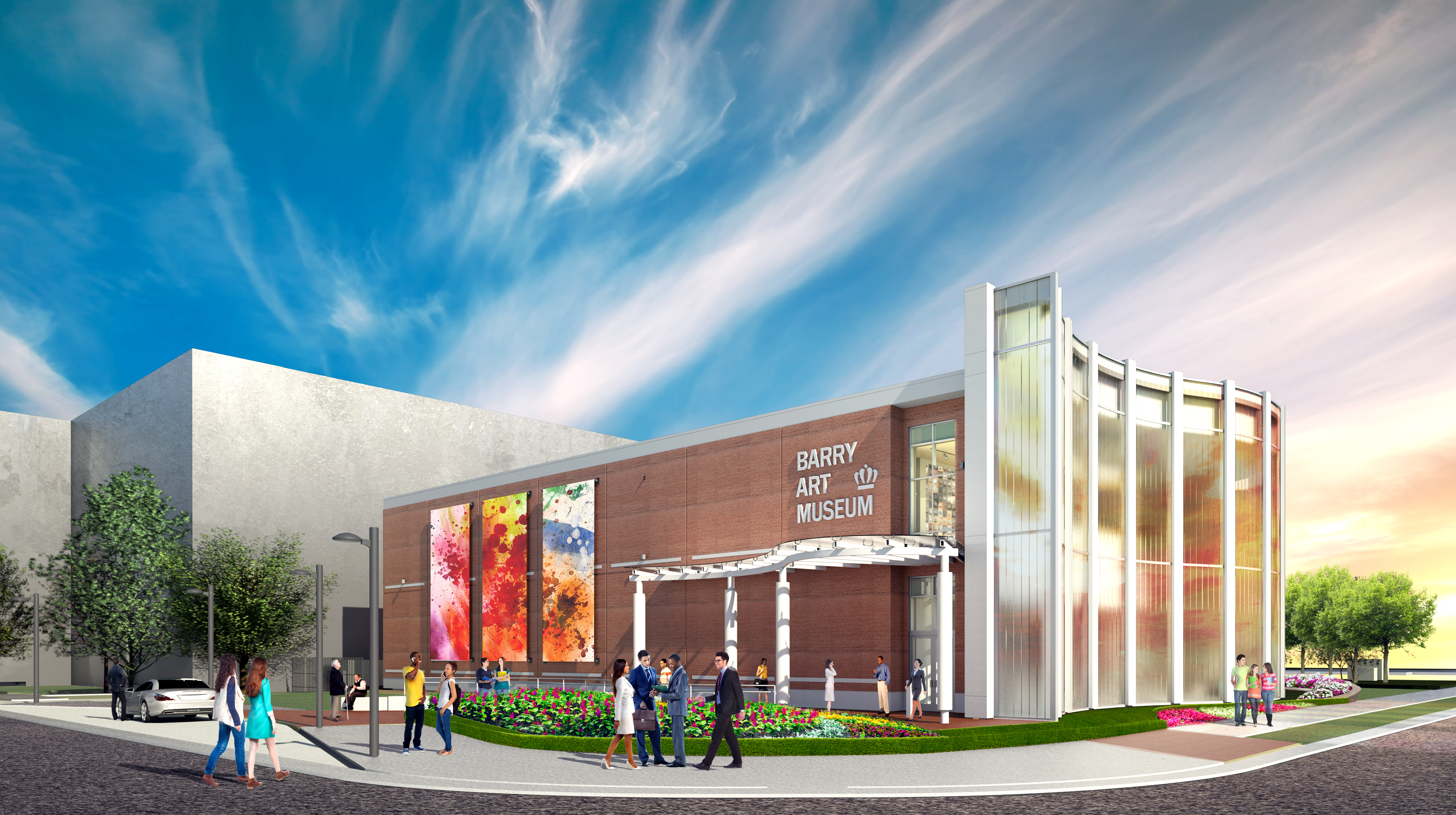 Architectural rendering of the Barry Art Museum