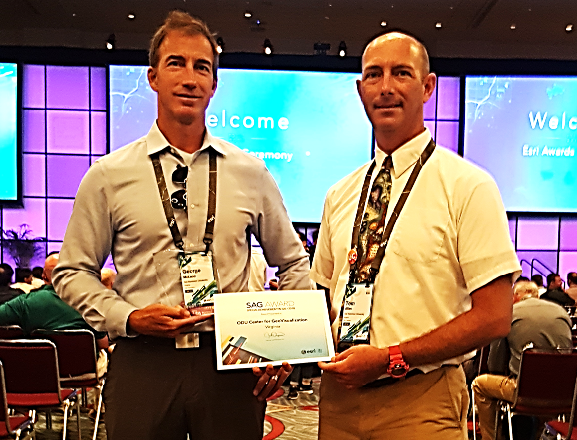 George McLeod, assistant director of geospatial and visualization systems and Tom Allen, professor of political science and geography
