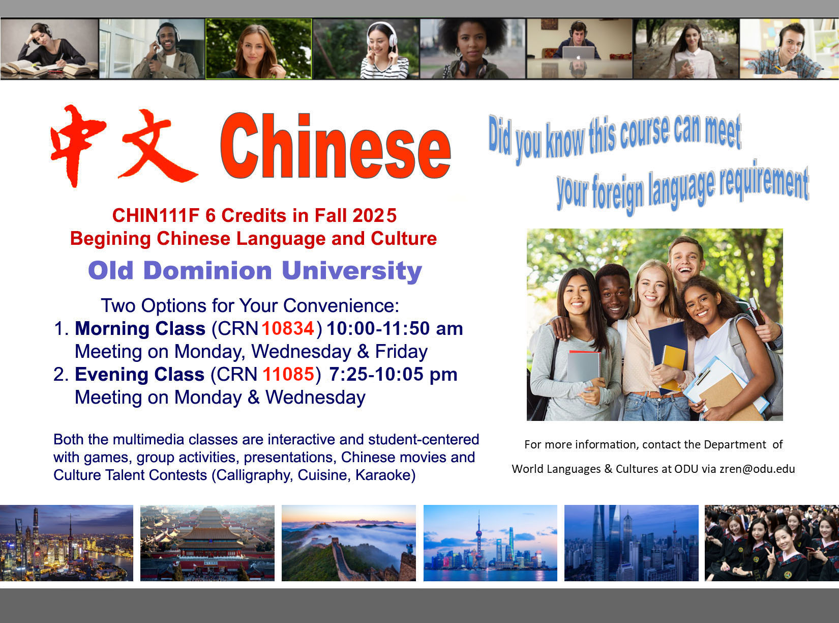 Beginning Chinese in Fall 2025 | Old Dominion University