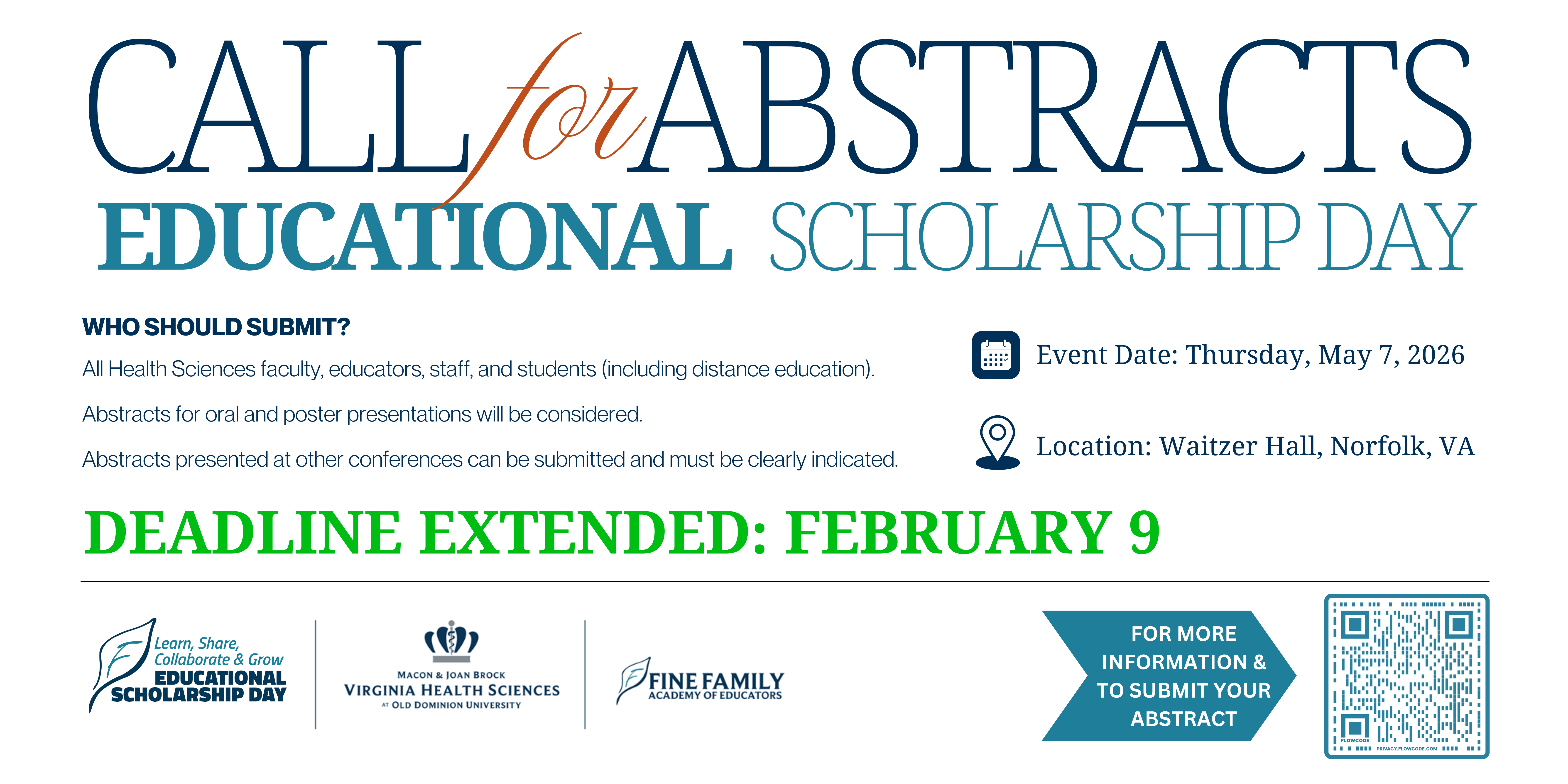 DEADLINE EXTENDED - CALL FOR ABSTRACTS - Educational Scholarship Day ...