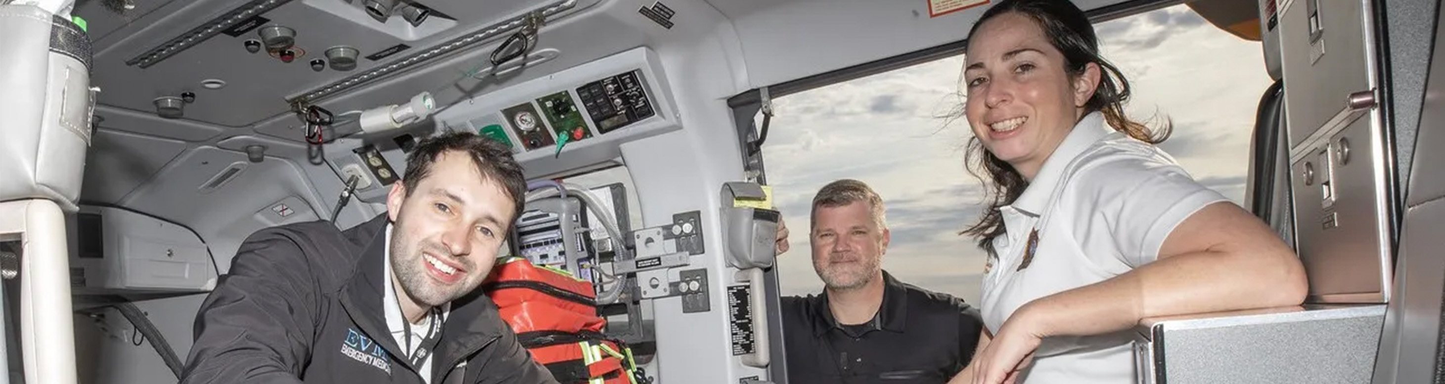 emergency medicine residents in a helicopter
