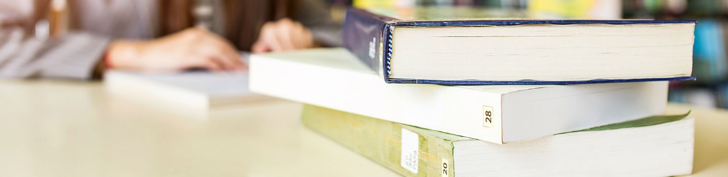 Textbooks on table