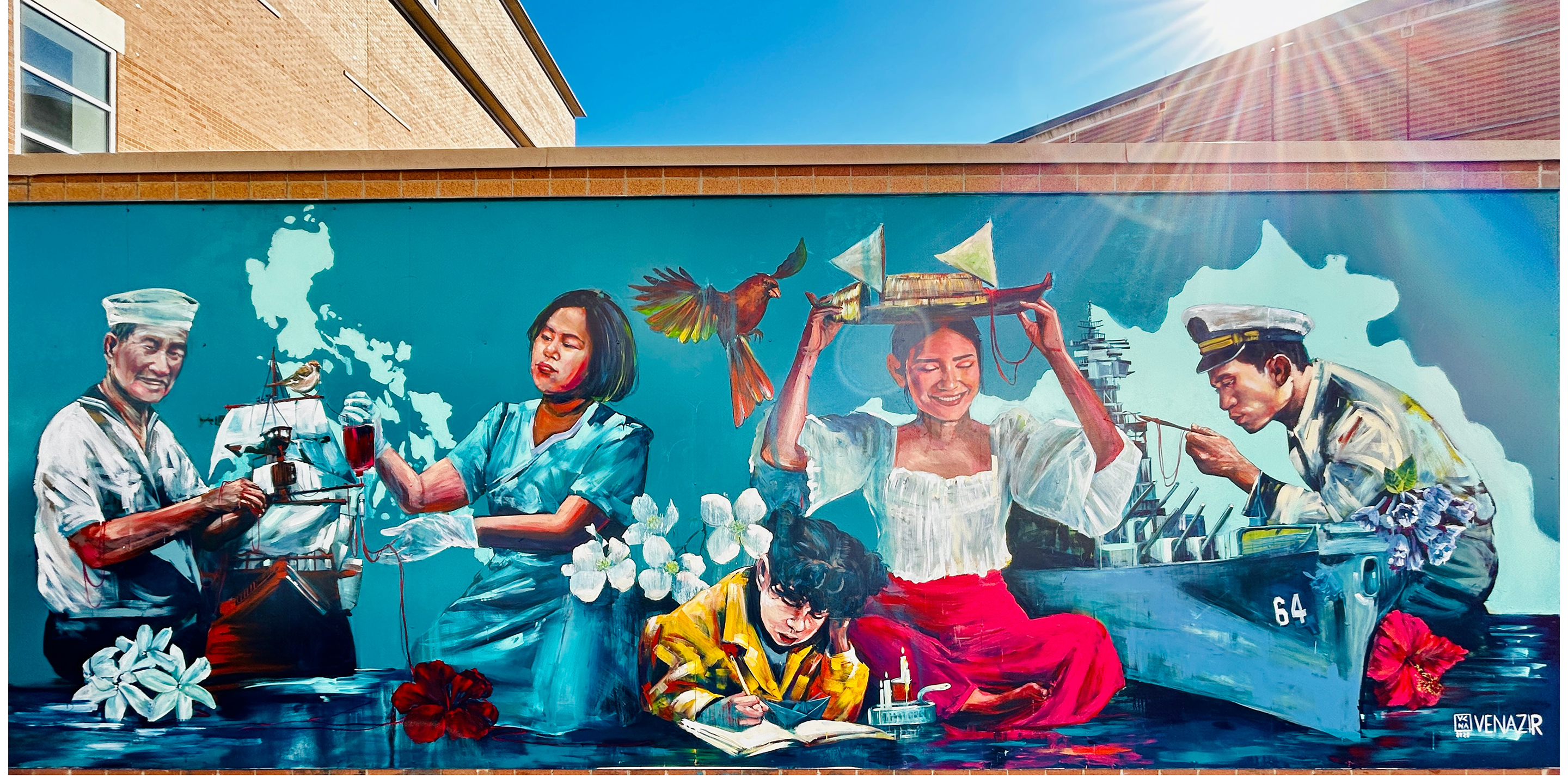 Threading Tides Mural by Venazir Martinez
