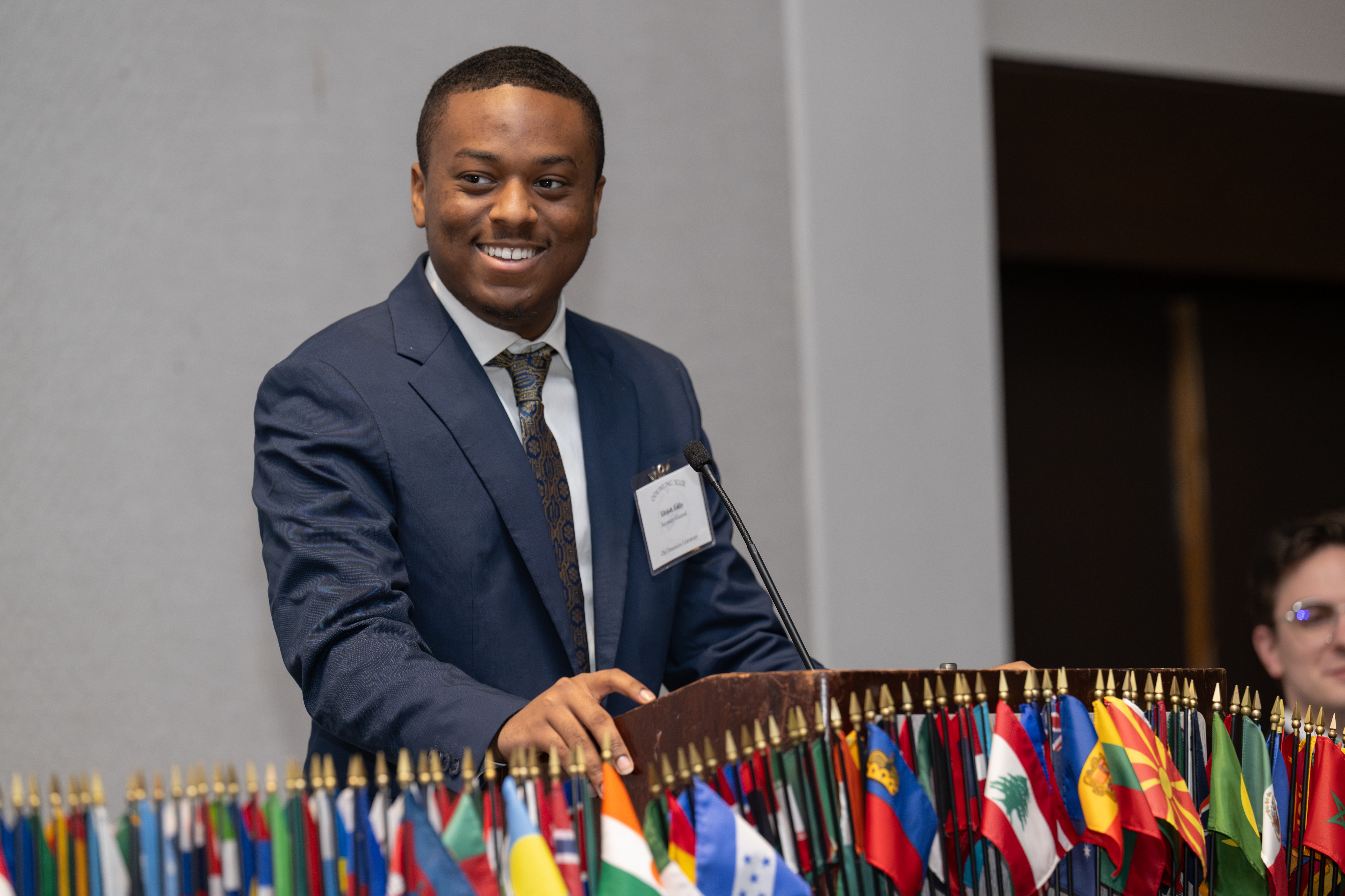Secretary-General Elizjah Eddy welcomes delegates at ODUMUNC 49