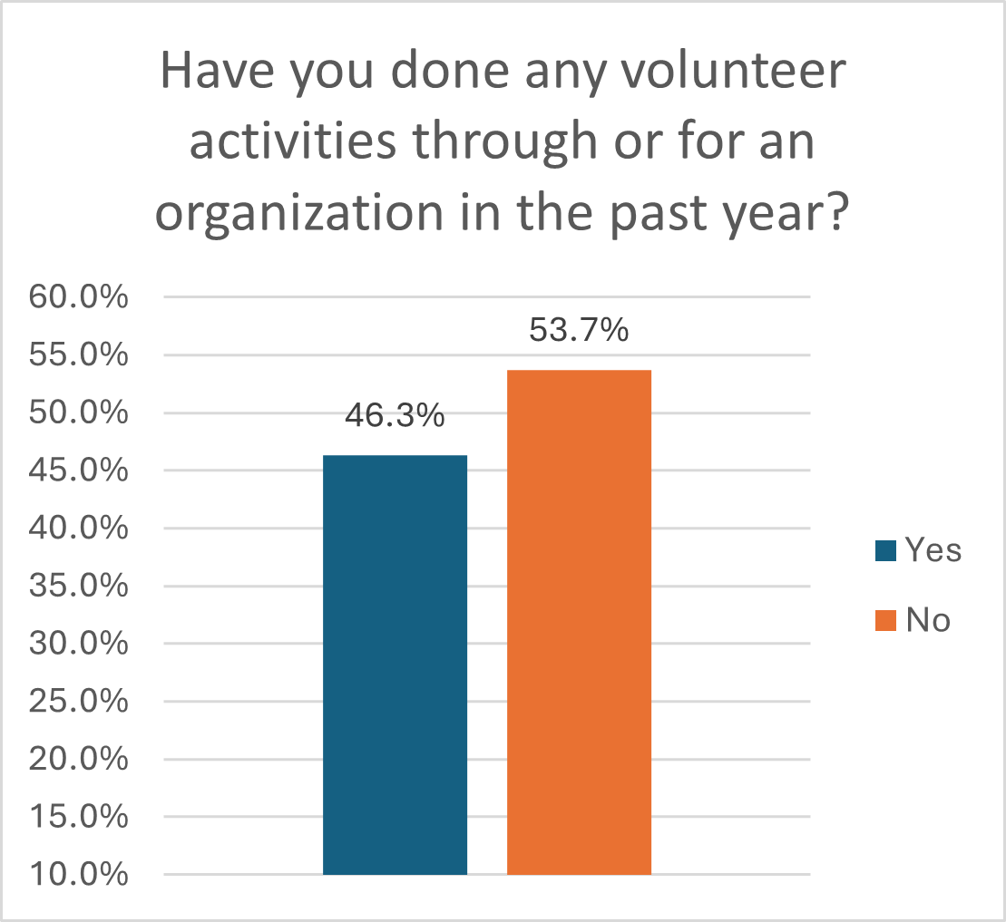 Volunteer Activities Organizations Past Year - 2025