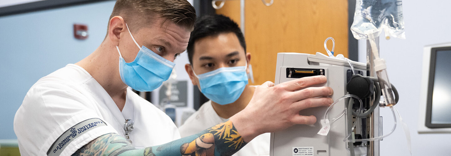 Nurses examine a medication equipment