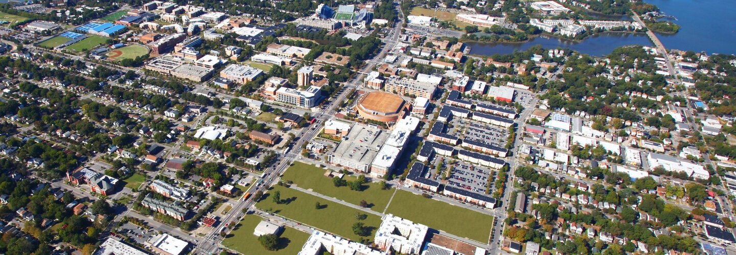 drone image of ODU campus