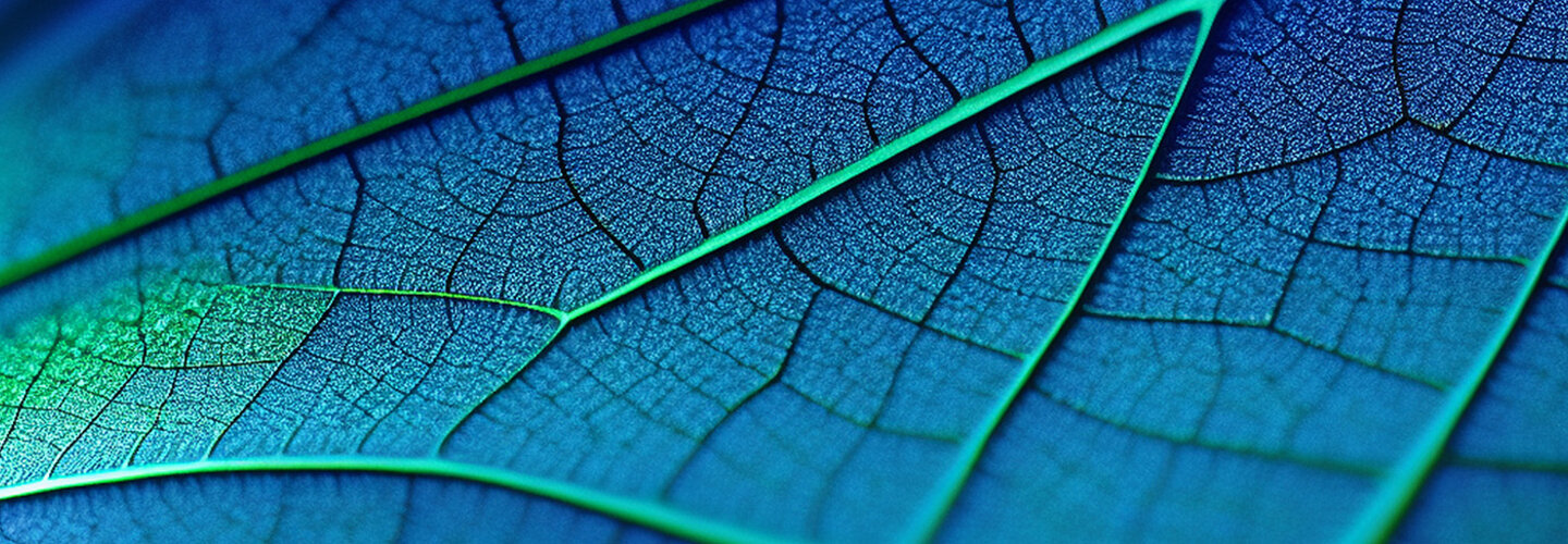 Earth Day Banner showing texture of a leaf under a microscope