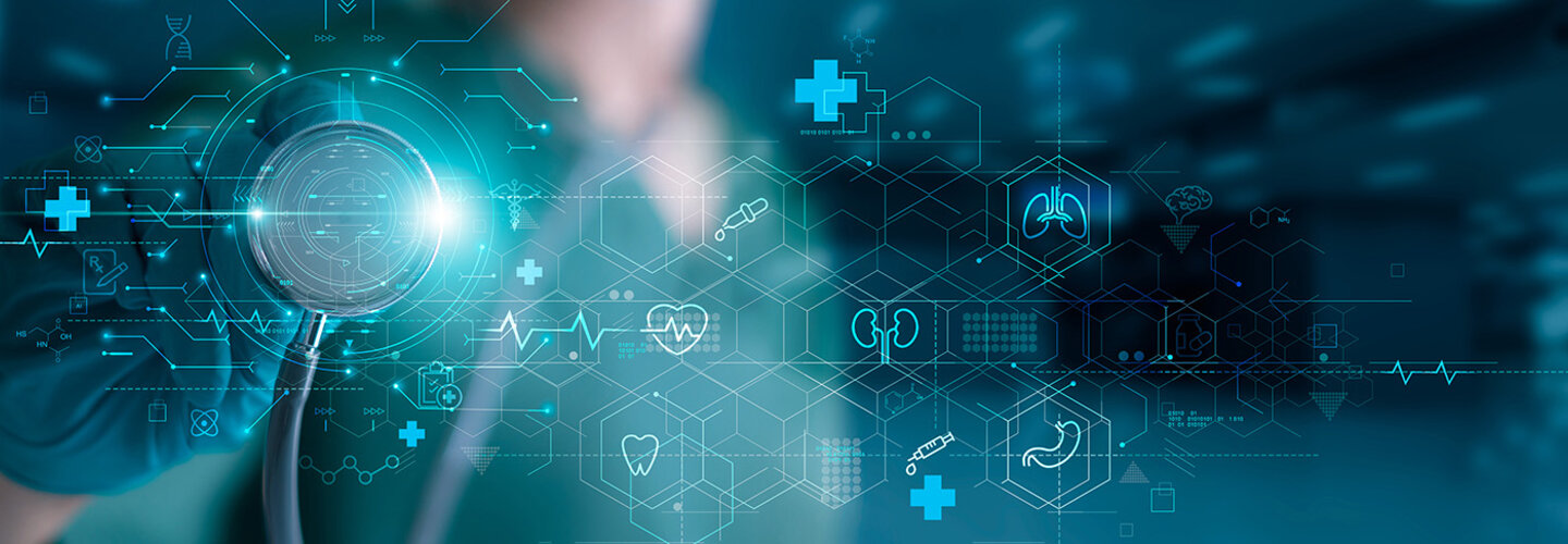 Stethoscope and health-related icons