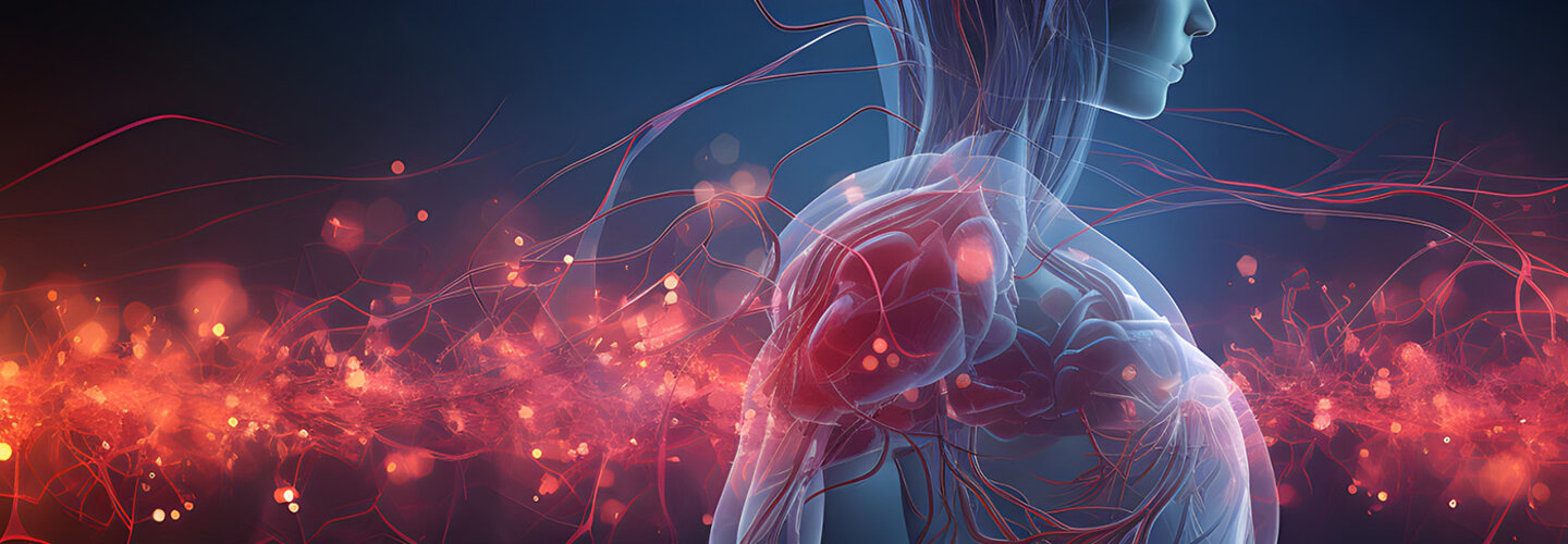 cardio muscle and nervous system entwined illustration