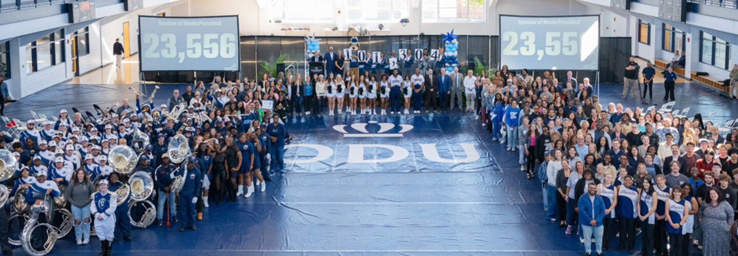 Students, faculty, staff and volunteers gather in recreation center to celebrate the finale of Monarchs Give Back 2025.