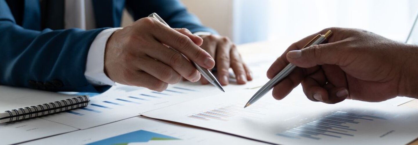 Sales professional analyzing data