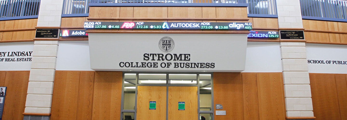 Strome College of Business Interior Doors and ticker