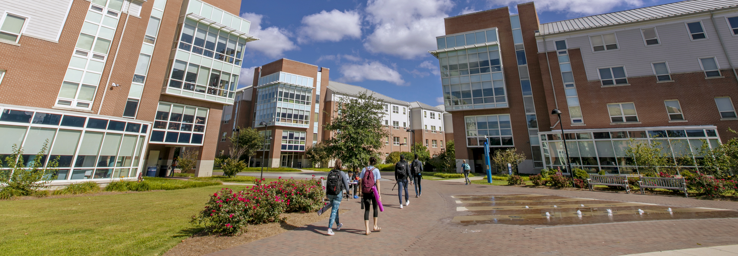 Students walking in quad