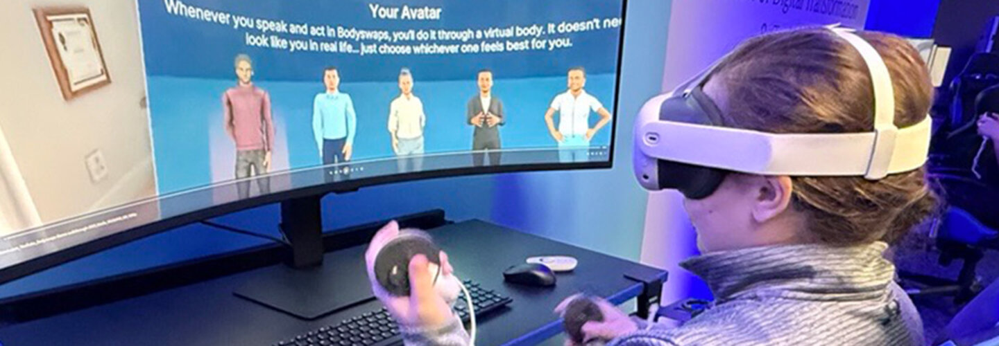 student using a vr headset
