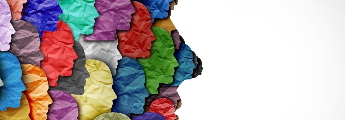 Schizophrenia disorder and psychiatric disease or mental health as a psychiatry and psychology concept for human abnormal personality behavior and mood illness in a 3D illustration style.