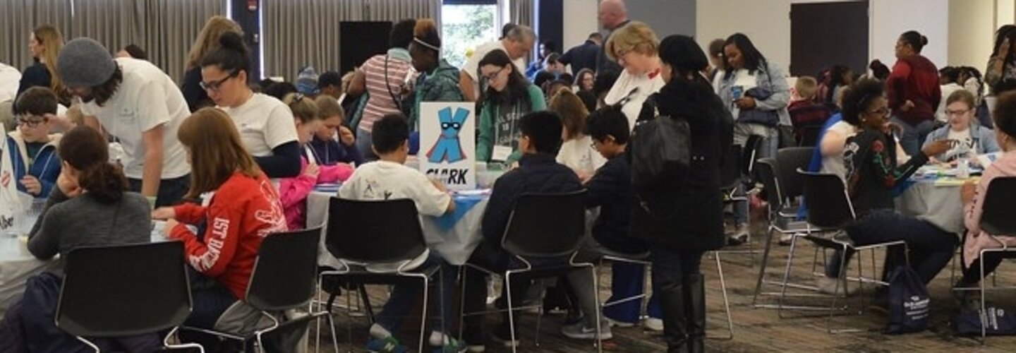 Students solving problems at Math Festival