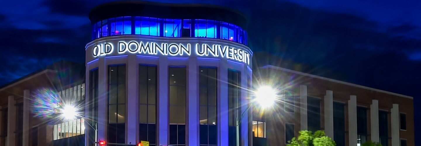 To show support and gratitude for health care workers, first responders, and other essential workers keeping communities safe during the COVID-19 emergency. Old Dominion University is illuminating its Education Building blue during May, as part of the nat