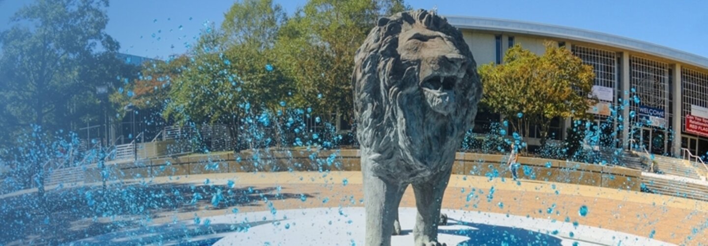 ODU Lion with fountain spray