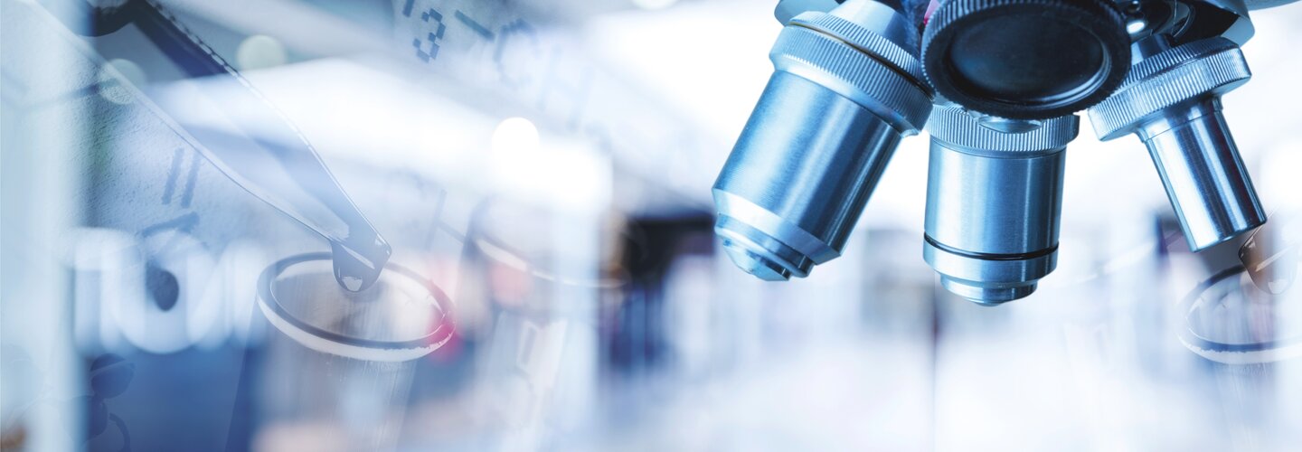 cytotechnology banner image with microscope. 
