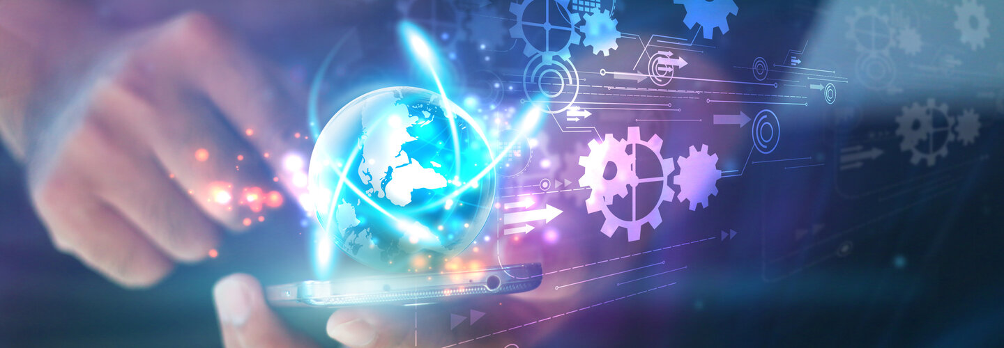Digital Marketing header with a digital capsule of content. 
