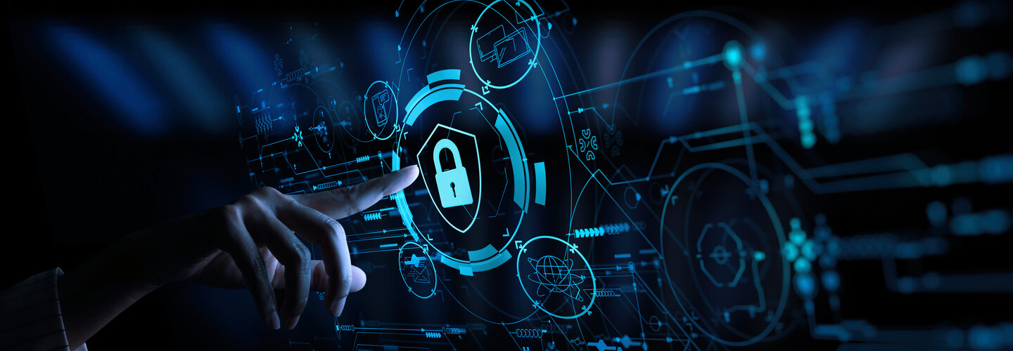 A finger getting ready to touch a lock icon on a touchscreen surface. 