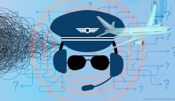 A graphic with a pilot and a plane.
