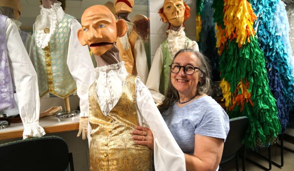 Maragaret Cheney with Puppets