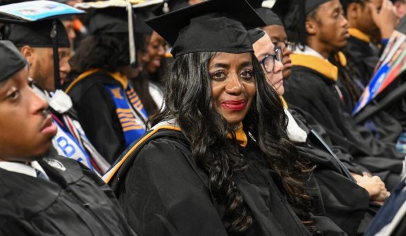 A student at a graduation ceremony