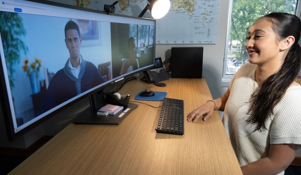 Maliyah Terry sits at a computer.