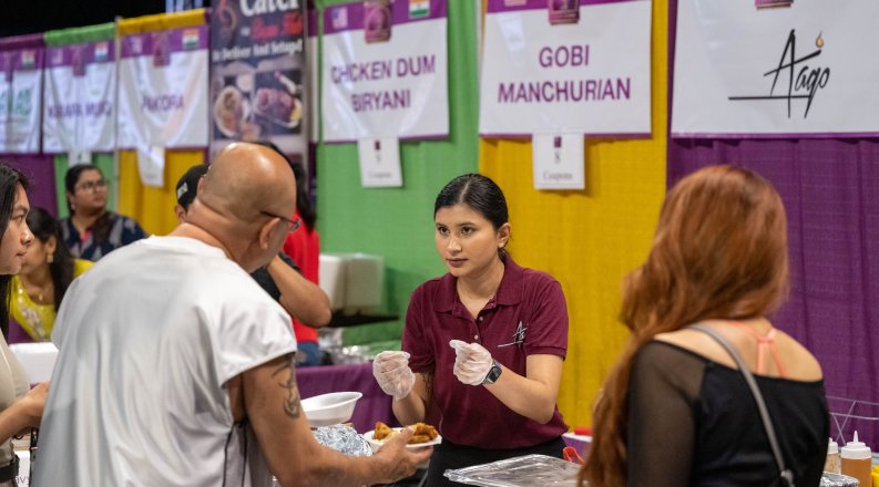 Woman serving food