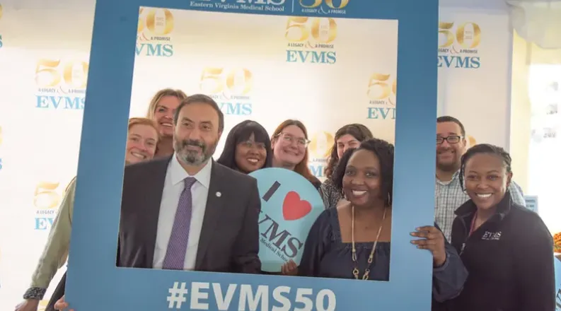 President Alfred Abuhamad with employees during the 50th Ann