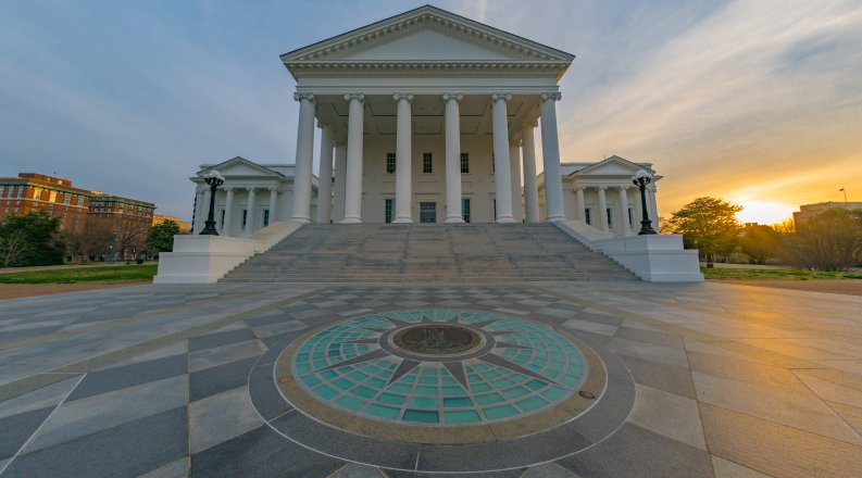 Virginia State House at sunset