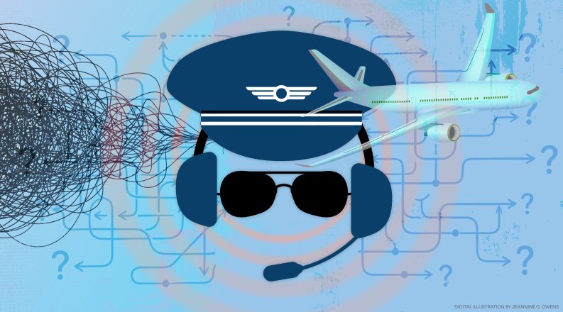 A graphic with a pilot and a plane.