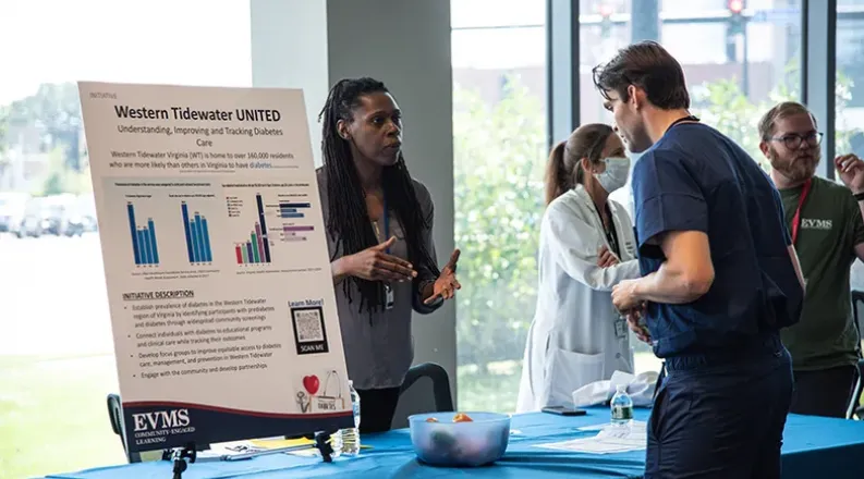 Students sharing information about initatives.