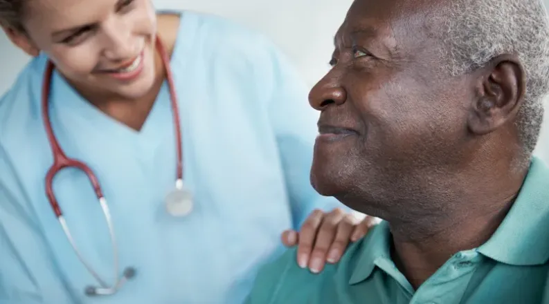 Older patient with healthcare provider