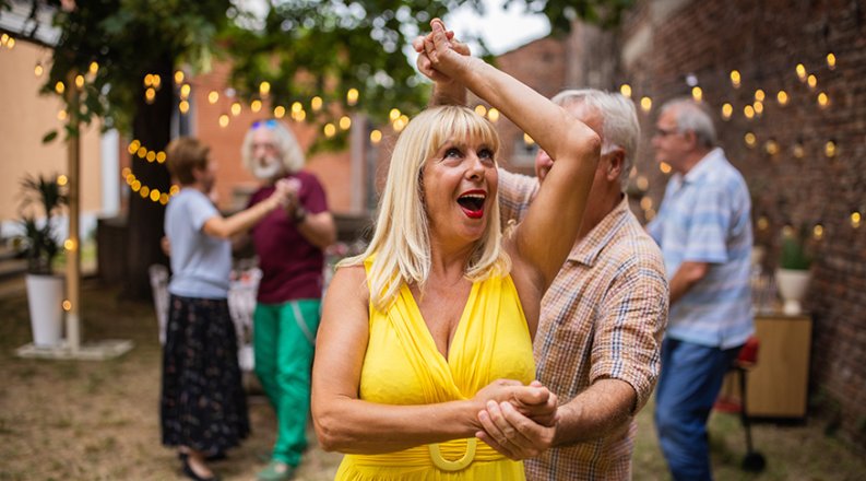 Woman and man dancing