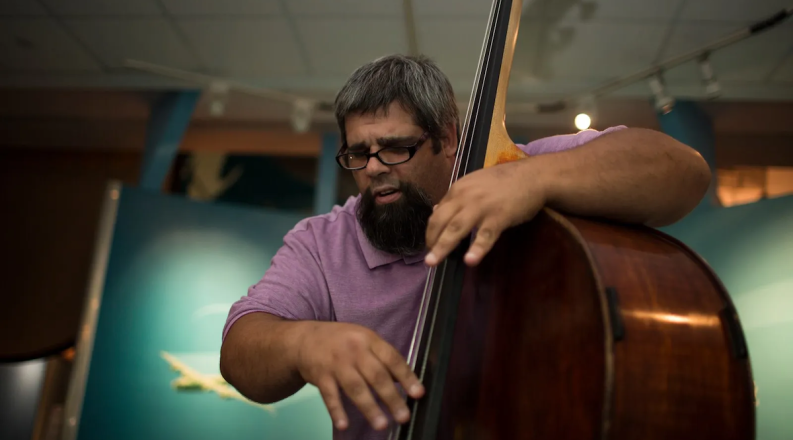 Man playing bass violin