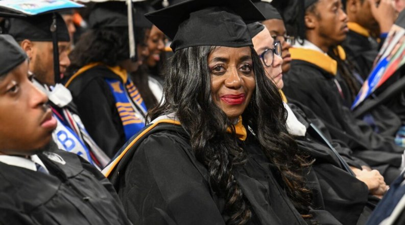 A student at a graduation ceremony