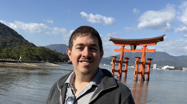 Benjamin Melusky, Ph.D., is pictured at Miyajima, a famous island off the coast of Hiroshima. Image courtesy of Benjamin Melusky. 